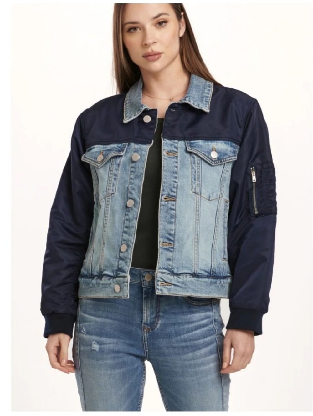 Dear John Denim Charly Contrast Denim Trucker Jacket Small